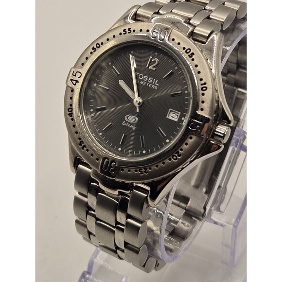 Fossil Blue AM-3198 Unisex Grey Stainless Steel 38mm Watch. 6.75" . New Battery. - Picture 5 of 10